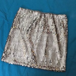 Silver Sequin Mini Skirt